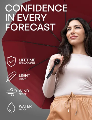 Vista 108 de REPEL Windproof Travel Umbrella - Compact & Withstands Winds up to 85MPH , Strongest Premium Auto Folding Umbrella for Rain and Sun - Durable, Light