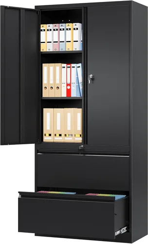 Vista 16 de Archivador de 2 cajones con cerradura, archivador vertical móvil para colgar carpetas tamaño A4/carta/legal, debajo del escritorio, pequeños