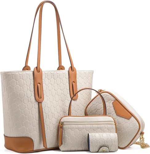 Vista 9 de Bolso de mano de moda para mujer, bolso de hombro, asa superior, juego de 4 piezas