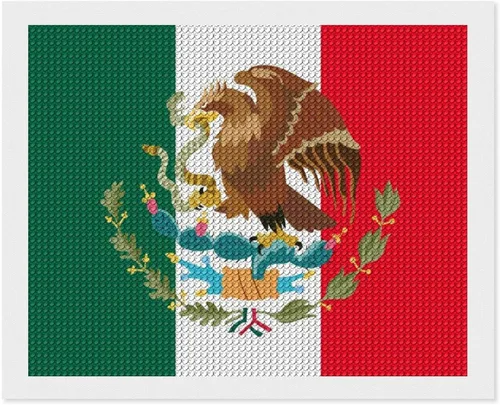 Vista 8 de Kits de pintura de diamantes con bandera mexicana para adultos, taladro completo 5D, manualidades para decoración de pared del hogar, regalo