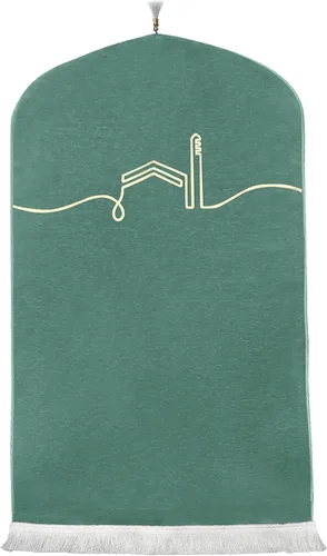 Vista 6 de Modefa Alfombra de oración islámica turca, felpilla tejida de lujo, Sajjadah, alfombra minimalista para oración de Ramadán, regalo de Eid, moderna