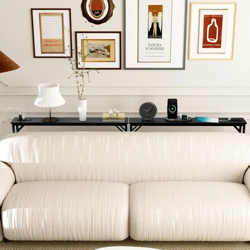 Vista 9 de Aduanbang Mesa consola de 5.9 pulgadas con tomacorriente, mesa de sofá estrecha, mesa detrás del sofá para sala de estar y pasillo, 5.9 x 39.4 x 30