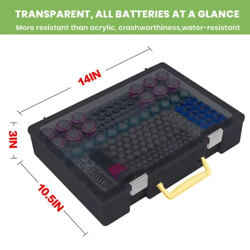 Vista 5 de Organizador de baterías - Caja de contenedores con comprobador BT-168. Organización de garaje con capacidad para 225 baterías AA AAA C D Cell 9V 3V