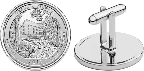 Vista 2 de US 2017 Missouri Ozark National Scenic Riverways Quarter BU Uncirculated Coins Cufflinks NEW