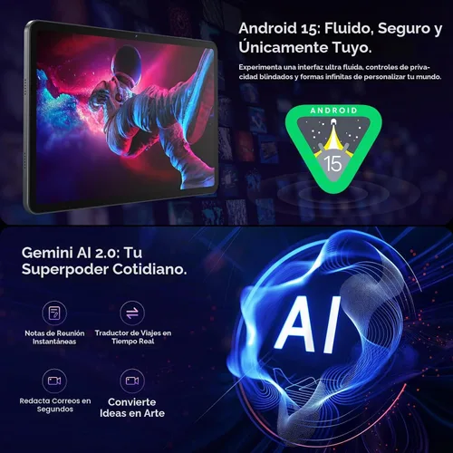 Vista 6 de Tablet Android 15 de 12 pulgadas, 16 GB + 256 GB, pantalla FHD 2K para Gris (Cloud Gray)