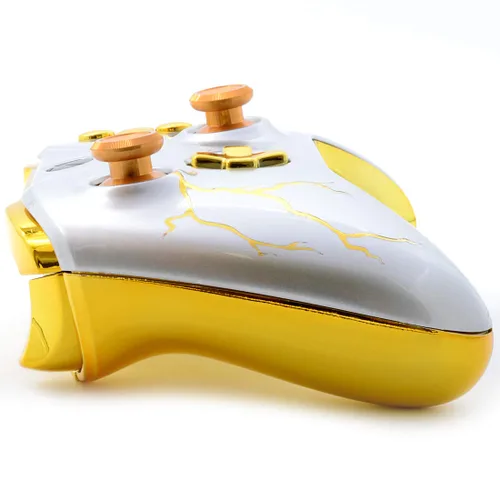 Vista 6 de Gold Thunder" UN-MODDED Custom Controller compatible with Xbox One SX Unique Design (with 3.5 jack)