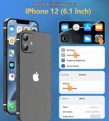 Vista 2 de Funda impermeable diseñada para iPhone 12, cuerpo completo, a prueba de polvo, a prueba de golpes, protector de pantalla integrado