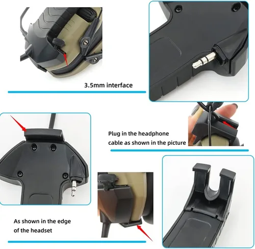 Vista 7 de Micrófono y PTT para Auriculares con Cancelación de Ruido Walkerrazor Airsoft (Negro)