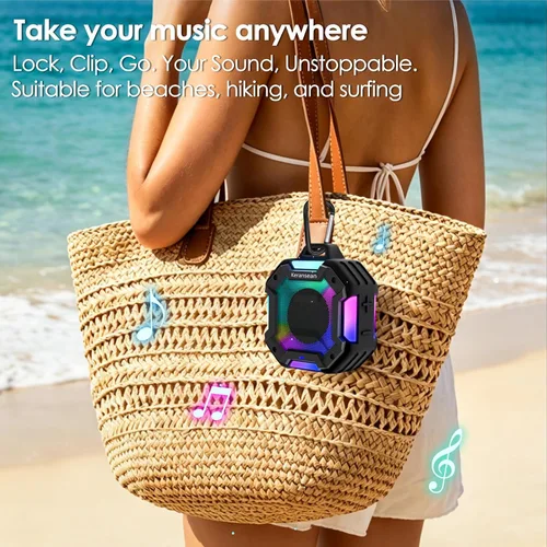 Vista 4 de Altavoz Bluetooth para Ducha, Altavoces Bluetooth Portátiles IPX7 Impermeables para Ducha Inalámbricos, Altavoz al Aire Libre con Luces