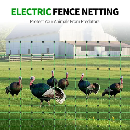 Vista 5 de Red eléctrica para cerca, 49.6 pulgadas de alto x 164 pies de largo, redes portátiles para ganado para cerdos, ganado, ovejas, pavo, cabra, animales