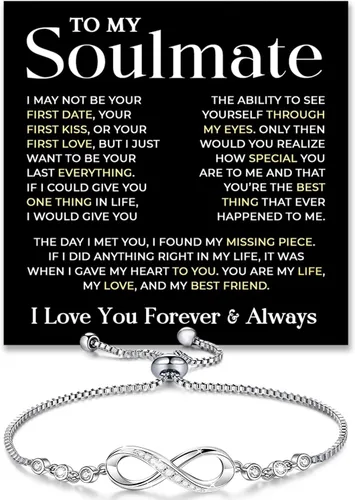 Vista 24 de Pulsera Para Mi Alma Gemela, pulsera de alma gemela para mujeres, regalo de joyería de alma gemela de novio, marido, amigo con tarjeta de mensaje
