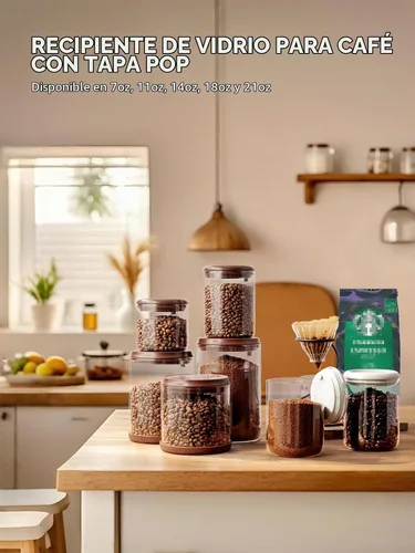 Vista 8 de Contenedor de café, recipiente hermético de almacenamiento de 2 x 10 oz - Transparente