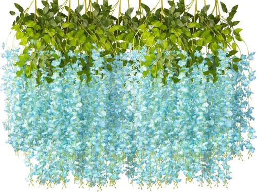 Vista 12 de AITISOR Paquete de 24 guirnaldas artificiales de vid de glicina falsa (3.75 pies), guirnalda colgante de flores de seda para decoración del hogar