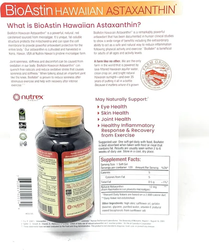 Vista 2 de BioAstin Astaxantina hawaiana 12 mg, 120 geles blandos