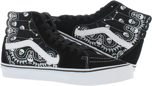 Vista 3 de Vans SK8 Hi Bandana NegroBlanco Verdadero Zapatos Clásicos De Patín Para Hombre Talla 9, Bandana SkullsBlanco