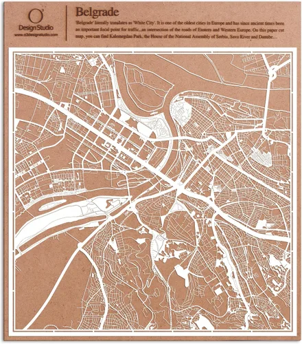 Vista 114 de O3 Design Studio Aberdeen - Mapa de papel cortado en papel blanco de 12 x 12 pulgadas