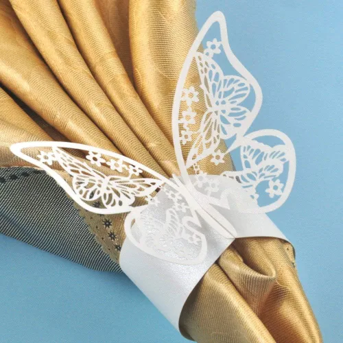 Vista 5 de 50 servilleteros de mariposa cortados con láser para cenas, mesas, diarios, bodas, aniversarios, fiestas, decoración de baby shower, suministros