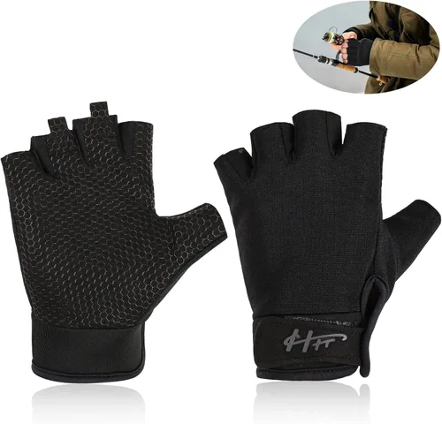 Vista 8 de Ptwola Guantes sin dedos, guantes de pesca, guantes de remo, guantes de remo, guantes de kayak, guantes de agua, guantes deportivos, guantes