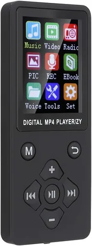 Vista 2 de Reproductor MP4 MP3, pantalla de 1.8 pulgadas, reproductor de música digital portátil, grabación de radio, altavoz estéreo de sonido HiFi, tarjeta