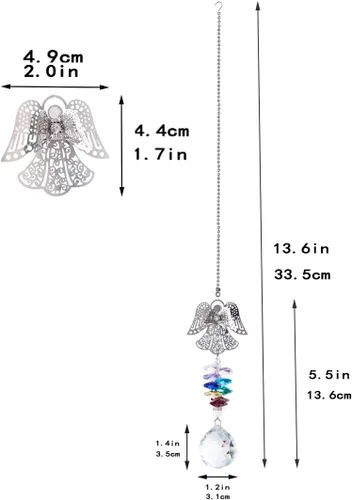 Vista 2 de H&D HYALINE & DORA Atrapasol de Cristal Ángel Guardián Cuentas de Chakra Amuleto para Coche para Espejo Retrovisor