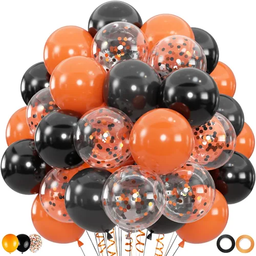 Vista 17 de 100 globos negros dorados y blancos con globos de confeti metálicos dorados y negros de 12 pulgadas para clase de graduación, decoración de fiesta