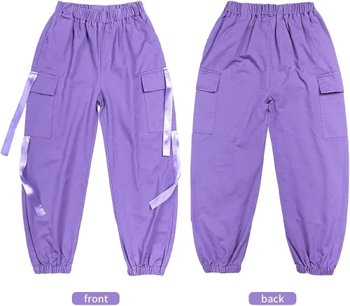 Vista 4 de Pantalones cargo de algodón para niños y niñas, sueltos, para baile de hip hop