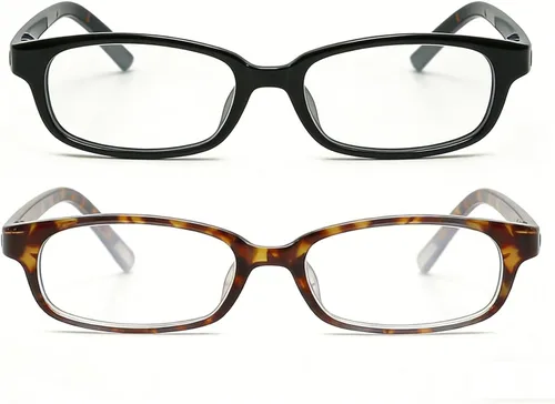 Vista 9 de HJSTES Retro Clear Rectangle Glasses for Women Men Fake Blue Light Blocking Lens Narrow Frame Non Prescription Eyeglasses