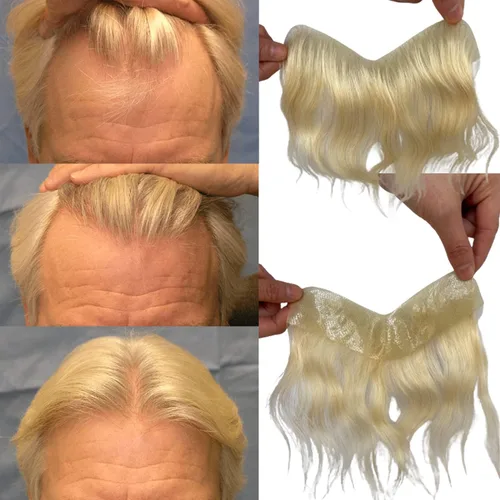 Vista 13 de Voloria Tupé de cabello humano 100 % de piel sintética para hombre, peluca frontal para retroceso, sistemas de reemplazo de línea capilar natural
