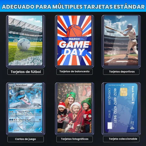 Vista 4 de 200 fundas para tarjetas, cargadores superiores de plástico duro de 3 x 4