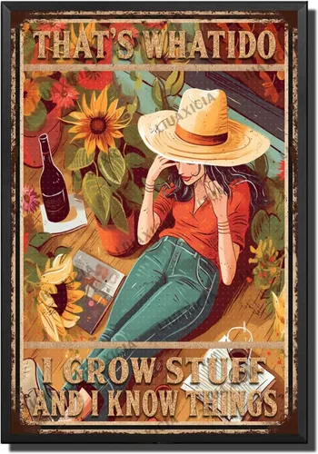 Vista 23 de LIUAXICIA Letreros de estaño vintage de metal retro Una chica que realmente amaba la jardinería Elegantes letreros de metal de estaño para cocina