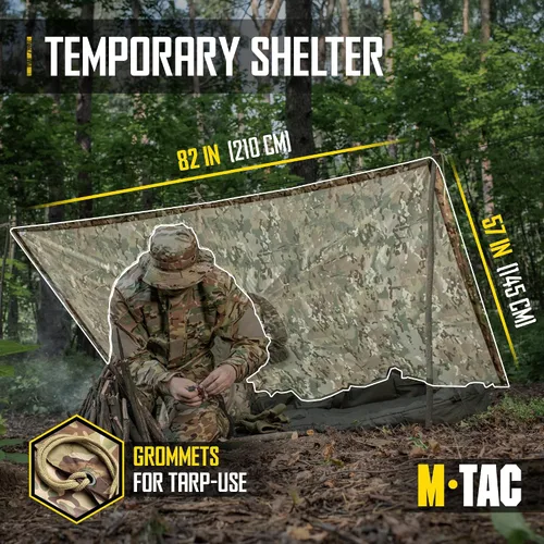Vista 3 de M-Tac Poncho de Lluvia Táctico - Poncho Militar del Ejército Refugio - Ponchos de Lluvia Impermeables Ripstop para Acampada, Senderismo, Caza al