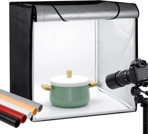 Vista 8 de Finnhomy Kit de iluminación profesional portátil para estudio fotográfico, luz fotográfica, tienda de campaña fotográfica, caja de iluminación, cubo