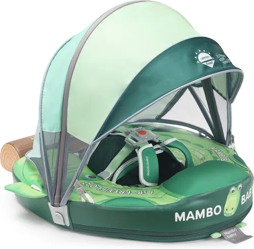 Vista 15 de Mambobaby Flotador Mejorado Añadir Cola Flotador para Bebé con Toldo para Anillo de Natación de Cintura Infantil Entrenador de Natación Flotadores