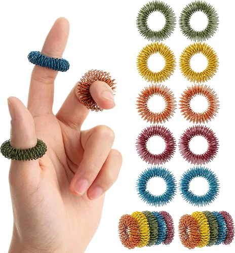 Vista 14 de Mr. Pen- Anillos sensoriales con puntas, paquete de 10, coloridos Stress Relief Fidget Sensory Toys, Fidget Ring for Anxiety, Massager