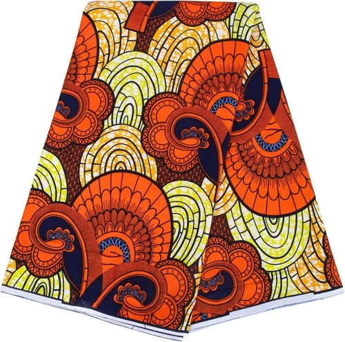 Vista 13 de Tela de algodón africana de la impresión de la cera de Ankara de 6 yardas usada para el material de costura