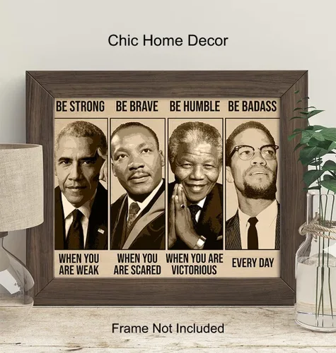 Vista 3 de Arte de pared y decoración afroamericana inspiradora - Sé fuerte, sé valiente, sé increíble - Decoración para el aula - Citas motivacionales