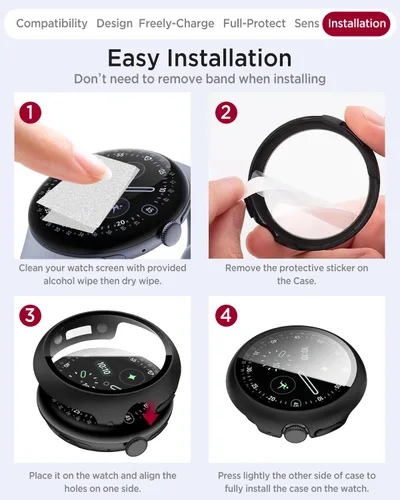 Vista 7 de Miimall - Juego de 2 fundas con protector de pantalla para Google Pixel Watch 4 de 1.772 pulgadas, antiarañazos, sensible de alta definición