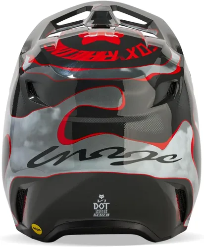 Vista 4 de Fox Racing Casco unisex para motocross V1, gris/rojo, talla XXL