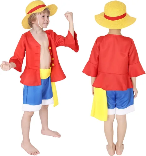 Vista 5 de Abrigo de anime para niños, disfraz de fiesta de Halloween, conjunto completo