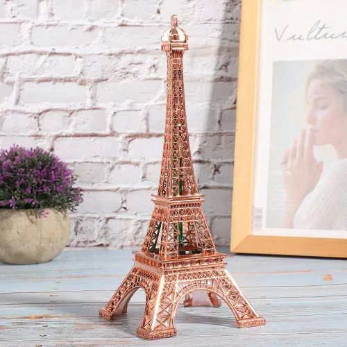 Vista 3 de LIZEALUCKY Estatua de la Torre Eiffel, modelo de torre Eiffel de 10.2 pulgadas, torre decorativa de escritorio de mesa con luz nocturna 3D, luminoso
