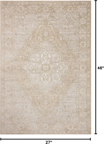 Vista 2 de Loloi Odette - Alfombra decorativa beige/plateada de 2'-3" x 3'-10" Beige y plateado