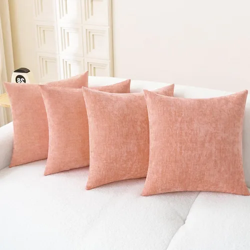 Vista 97 de CaliTime - Paquete de 2 fundas de almohada acogedoras para sofá, decoración del hogar, felpilla suave teñida sólida, 16 x 16 pulgadas, marrón Marrón
