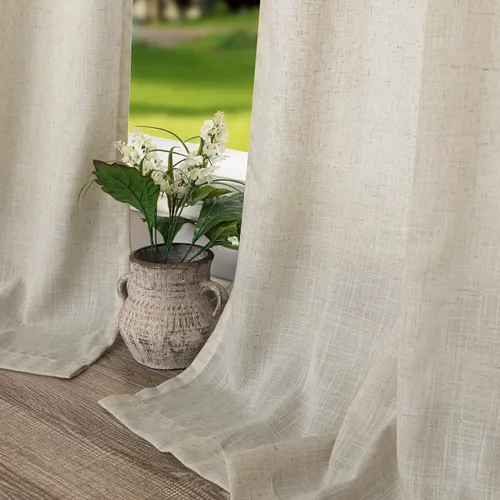 Vista 7 de DANCURTON Cortinas de lino para ventana, cocina moderna, dormitorio, ventanas pequeñas, 2 paneles con bolsillo con pestaña trasera, gruesas
