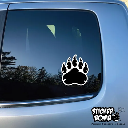 Vista 5 de Grizzly Bear Paw Prints - Paquete de 2 calcomanías para parachoques, calcomanías de Sticker Bomb Vinyl para automóvil, camión, computadora