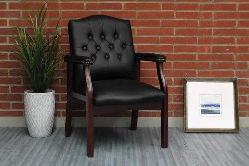 Vista 4 de Boss Office Products Ivy League - Silla ejecutiva para invitados, vinilo, color negro