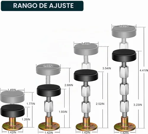Vista 2 de Krisler Tapones ajustables para cabecero, 1.181-4.409 in, 2