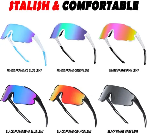 Vista 5 de ITSCOOL Gafas de sol deportivas polarizadas para hombres y mujeres, ligeras, para sóftbol, béisbol, pickleball, ciclismo, protección UV