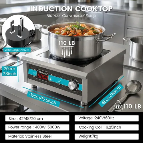 Vista 2 de 5000W - Placa de inducción comercial, quemador de inducción de 220 V
