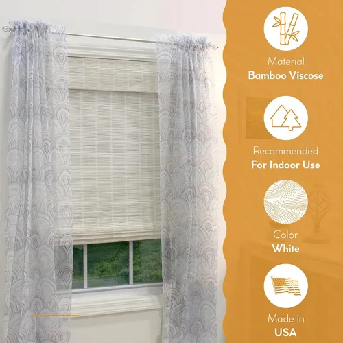 Vista 8 de Radiance, cortinas inalámbricas, romanas, de bambú, madera balsa - 23 persianas, 24 pulgadas de ancho x 64 pulgadas de largo