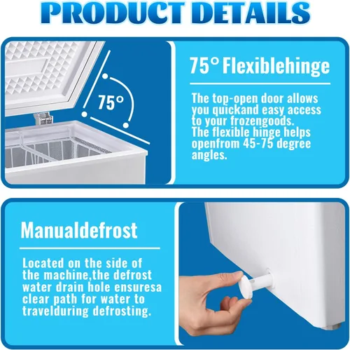 Vista 7 de DEMULLER 2.0 CU.FT Small Deep Freezer with Electronic Panel White Blanco